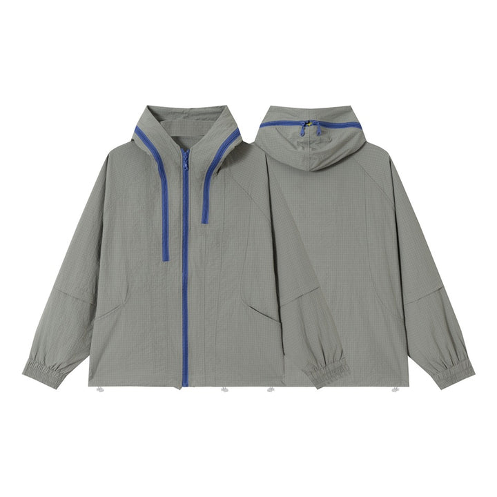 Unisex Lightweight Ripstop Hoodie Jacket in Boxy Fit with Contrasting Zipper and Drawstring Mune Fashion