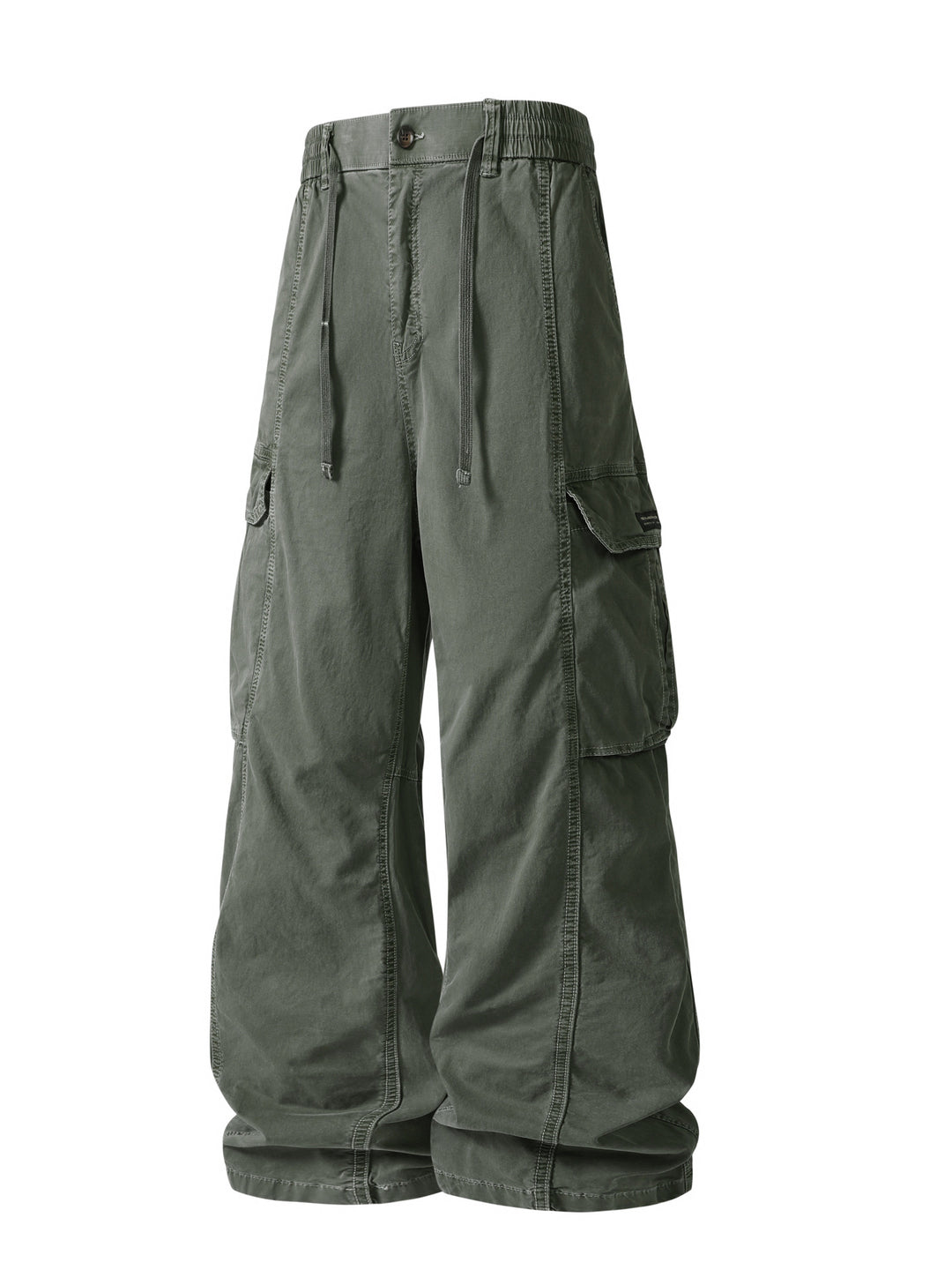Men's Wide Utility Cargo Bermuda with Elastic Waistband and Multiple Pockets Drune