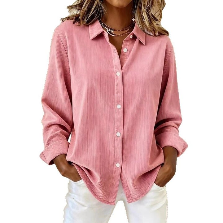Ladies Elegant Cord Blouse with Button Placket Mune Fashion