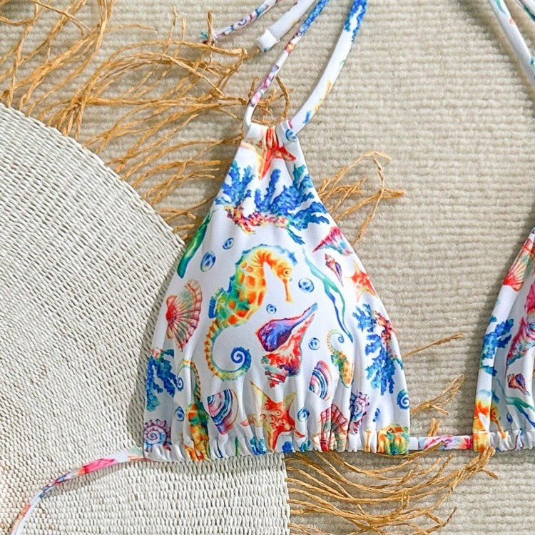 Women's bikini set with colorful underwater motif and adjustable straps Mune Fashion