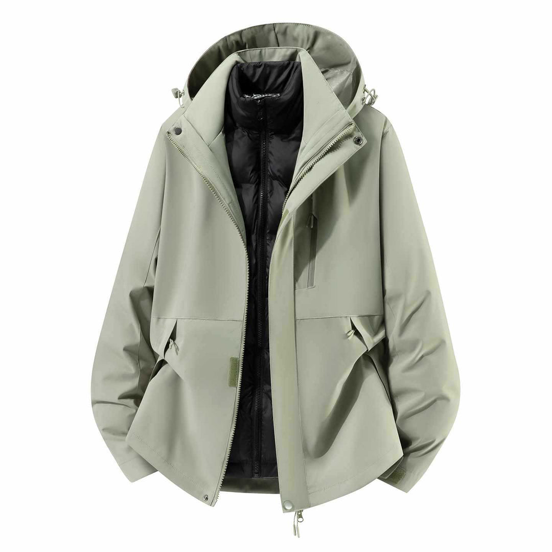 Men's Waterproof Three-Piece Winter Jacket with Removable Down Inner Jacket and Hood Mune Fashion