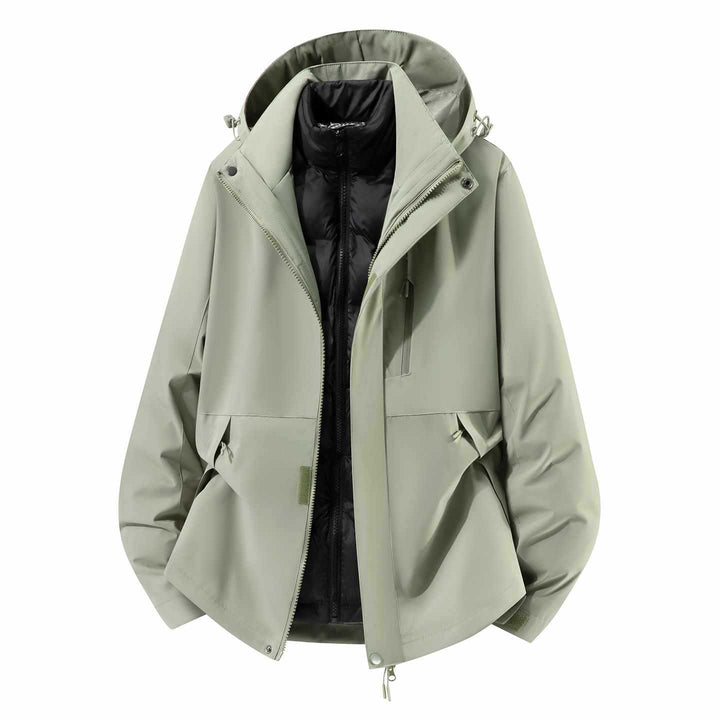 Men's Waterproof Three-Piece Winter Jacket with Removable Down Inner Jacket and Hood Mune Fashion