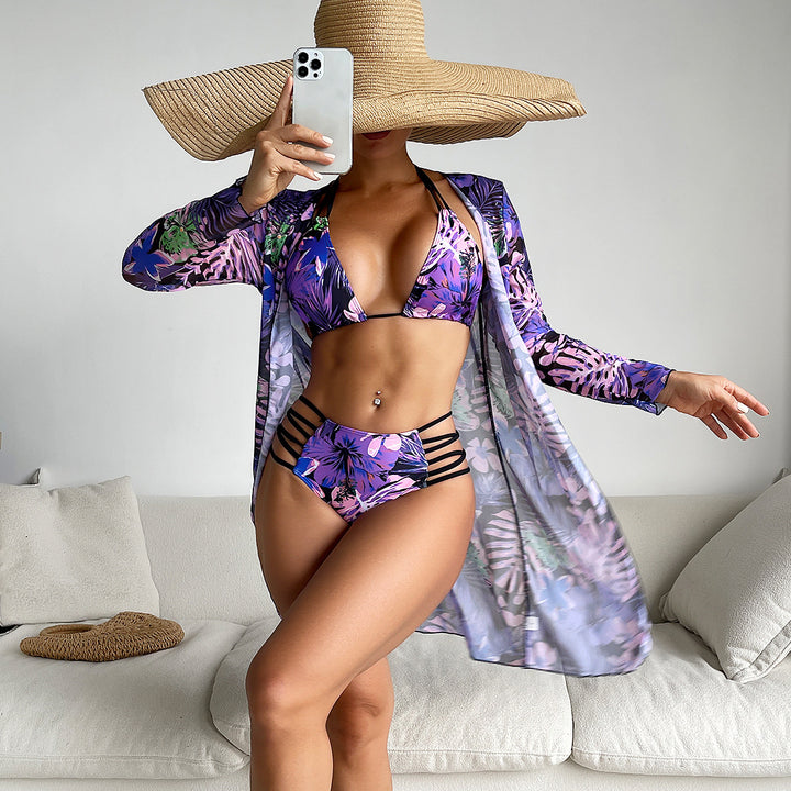 Ladies Bikini Set with floral pattern and adjustable straps Mune Fashion