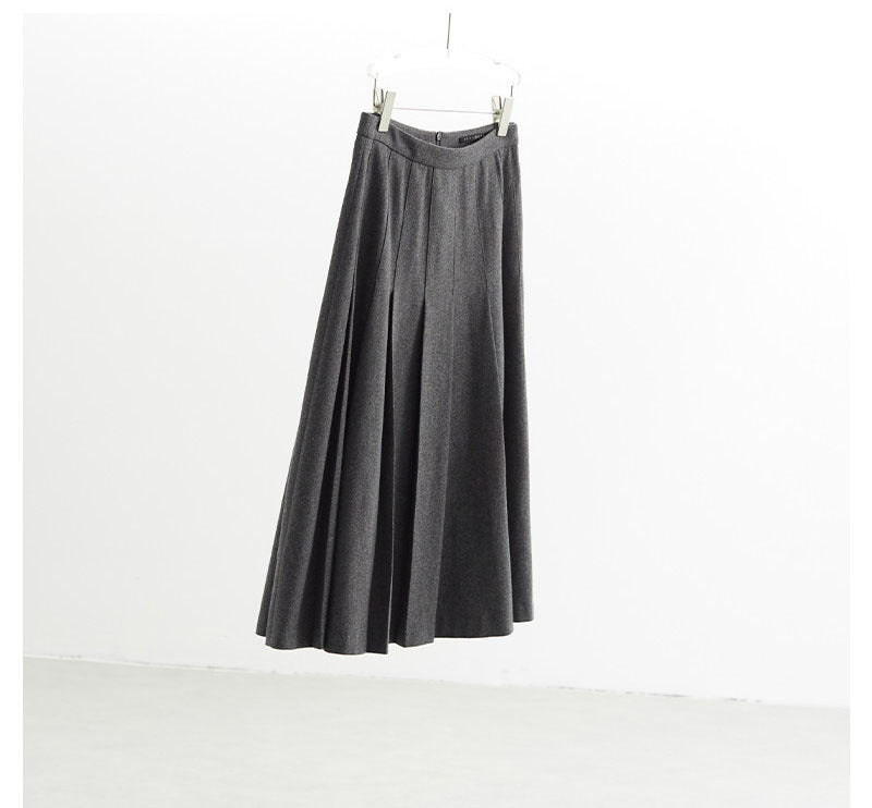Women Long Pleated Skirt with High Waist Mune Fashion