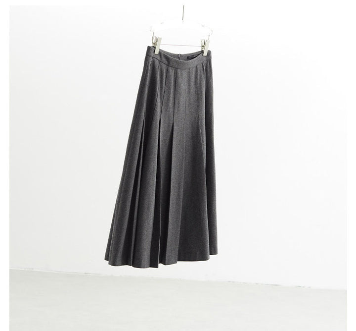 Women Long Pleated Skirt with High Waist Mune Fashion