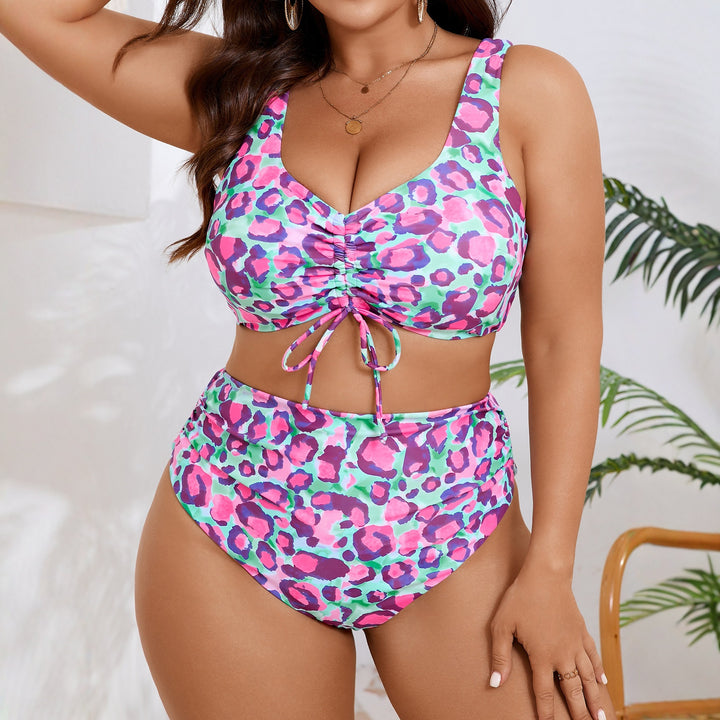 Women's High-Waisted Bikini Set with Playful Leopard Print Mune Fashion
