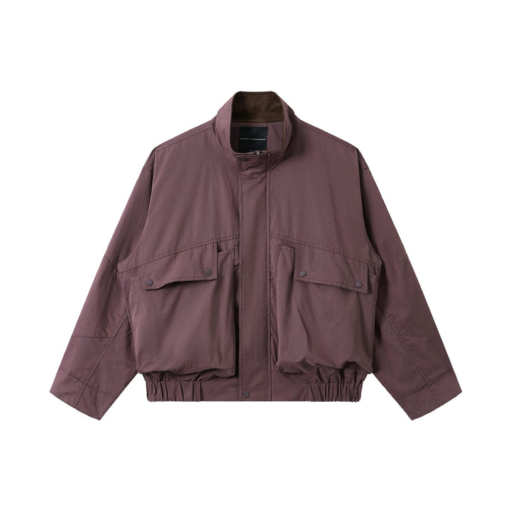 Unisex Short-Cut Utility-Field Blouson with Funnel Collar and Large Flap Pockets Mune Fashion