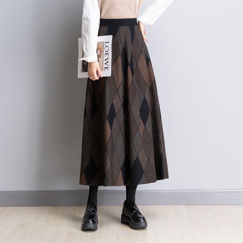 Ladies Long Checked Maxi Skirt Mune Fashion