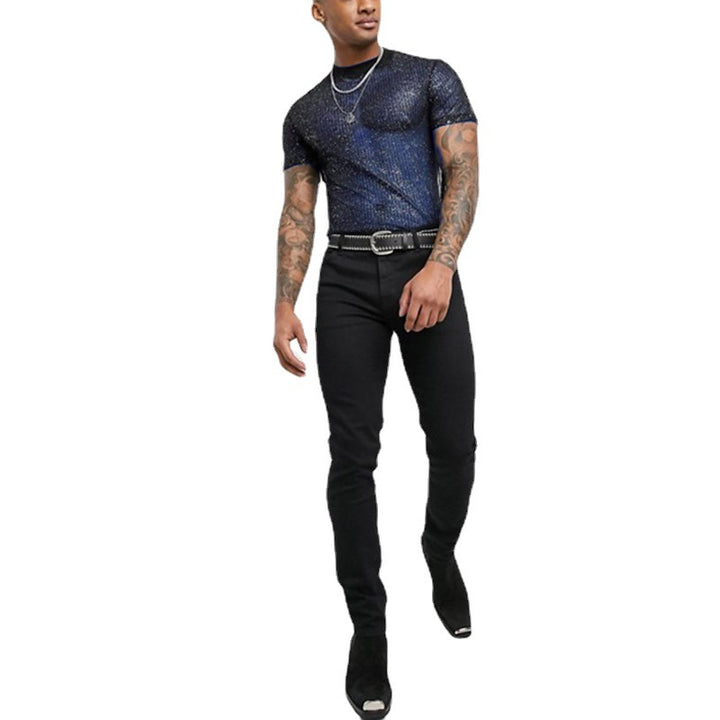 Men's High-Quality Mesh T-Shirt with Glittering Effect Mune Fashion