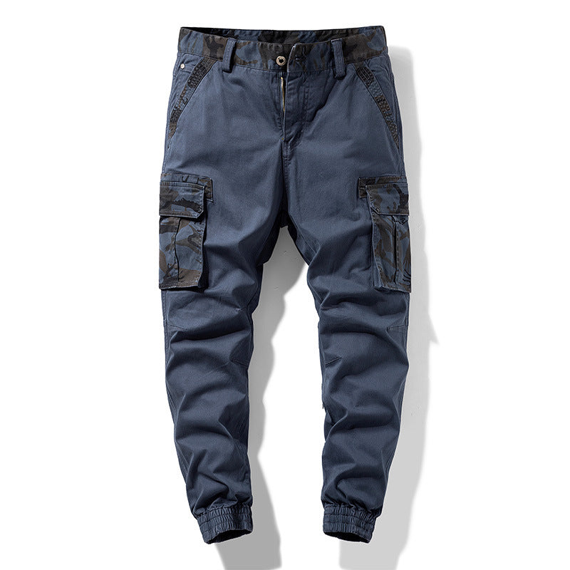 Men's cargo jogger pants with multifunctional pockets, elastic hem & camouflage accent Mune Fashion