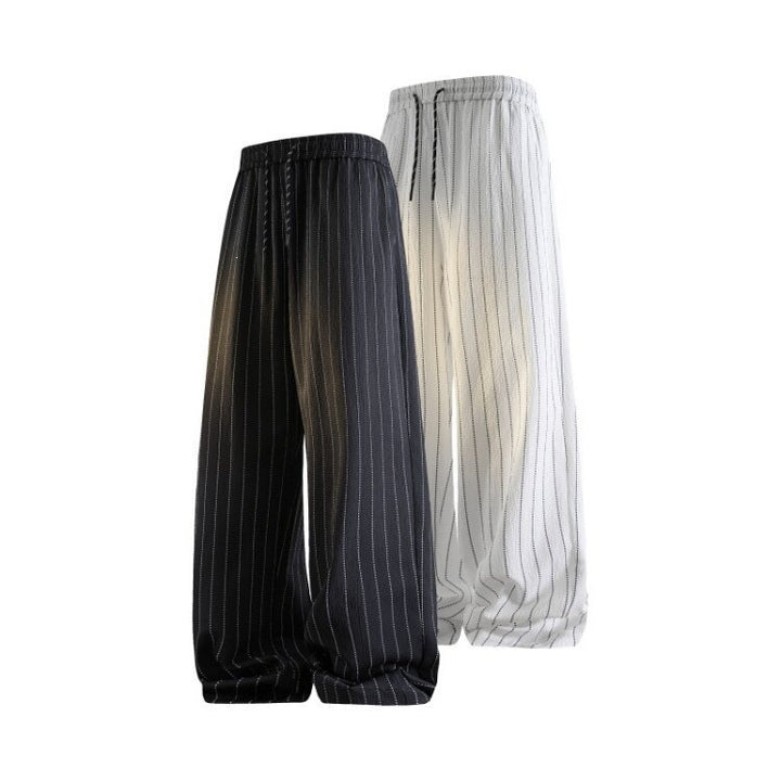 Women's Comfortable Knit Pants with Vertical Stripes Mune Fashion