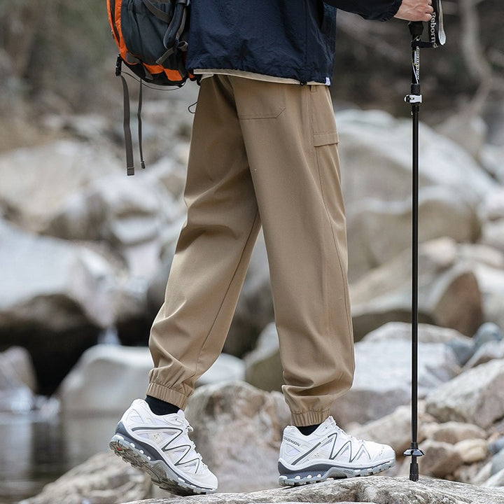 Men's Wide Relaxed Cargo Leisure Pants with Drawstring Waist & Multifunctional Pockets Mune Fashion