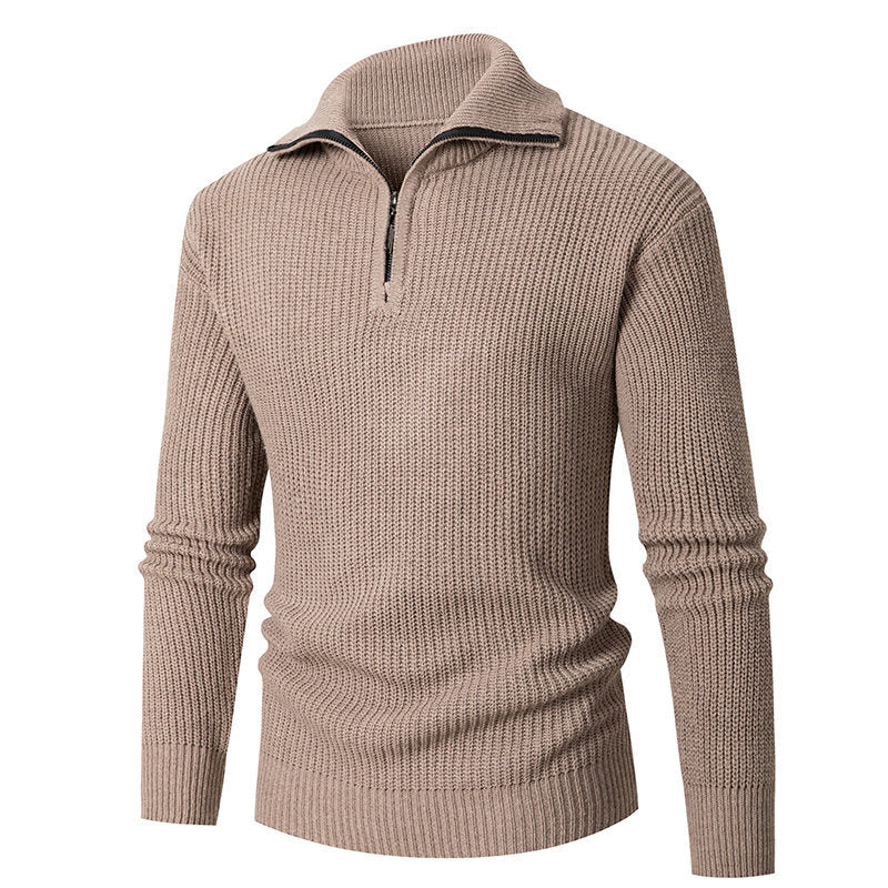 Men's coarse structure half-zip mock neck pullover made of thermoregulating cotton blend Mune Fashion