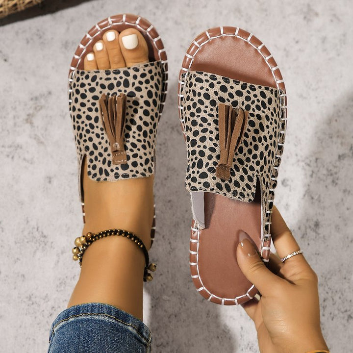 Damen Offene Pantoletten mit Quaste im Espadrille‑Stil Mune Fashion