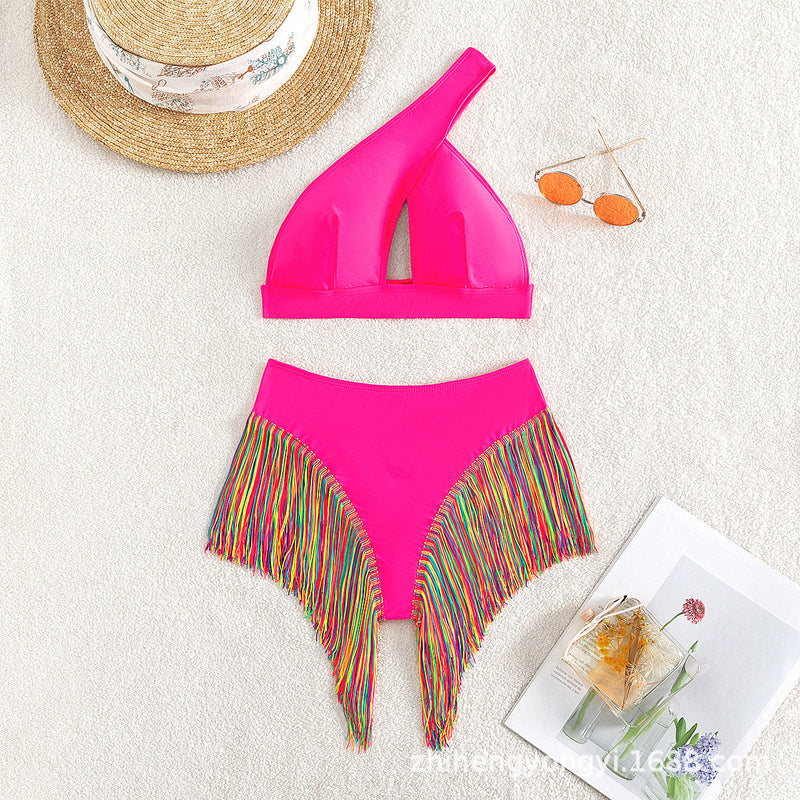 Women's One-sided Bikini with Fringed Hem Mune Fashion