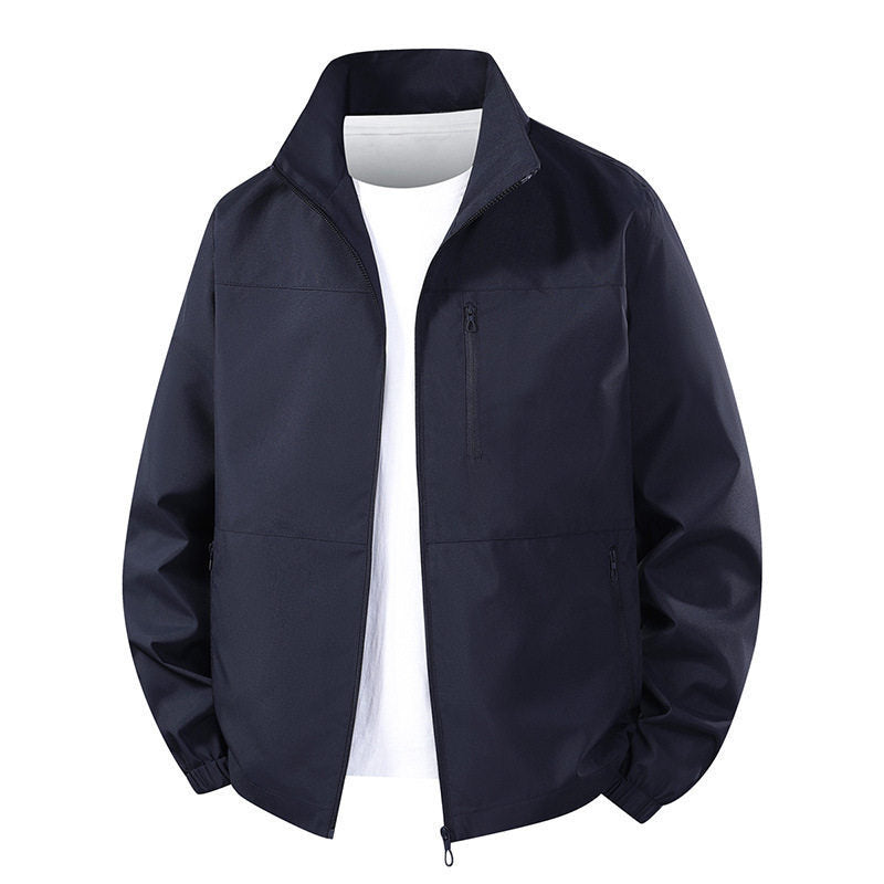 Men Light wind and water-repellent transitional jacket with standing collar and concealed zipper pockets Mune Fashion
