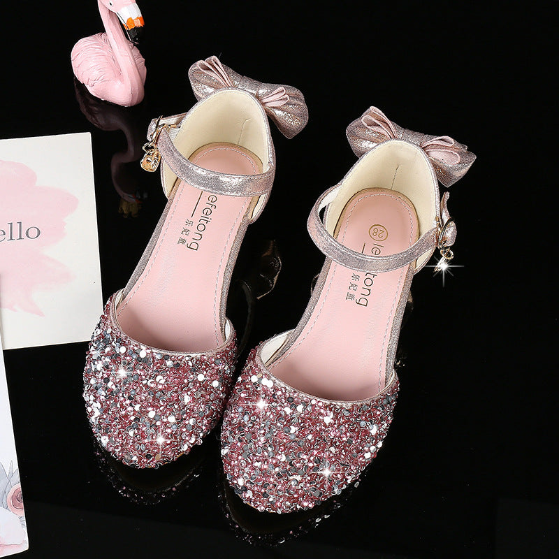 Girls Elegant Ballerina Sandals with Glitter Decoration Mune Fashion