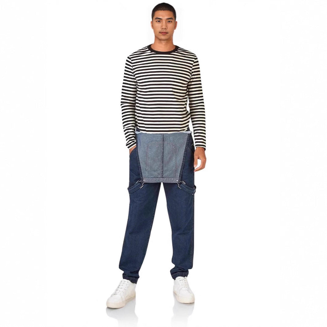 Men's Jeans Overalls with Pockets and Adjustable Straps