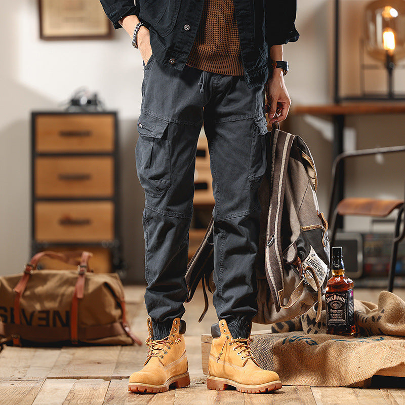 Men's Utility Cargo Pants with Elastic Cuff and Knee Reinforcement Mune Fashion