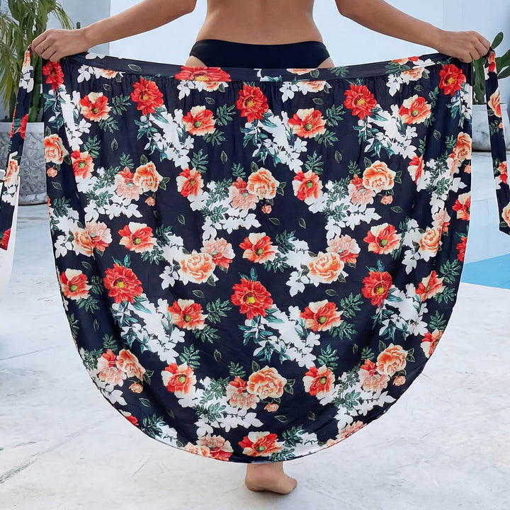 Ladies elegant floral long dress with side slit Mune Fashion