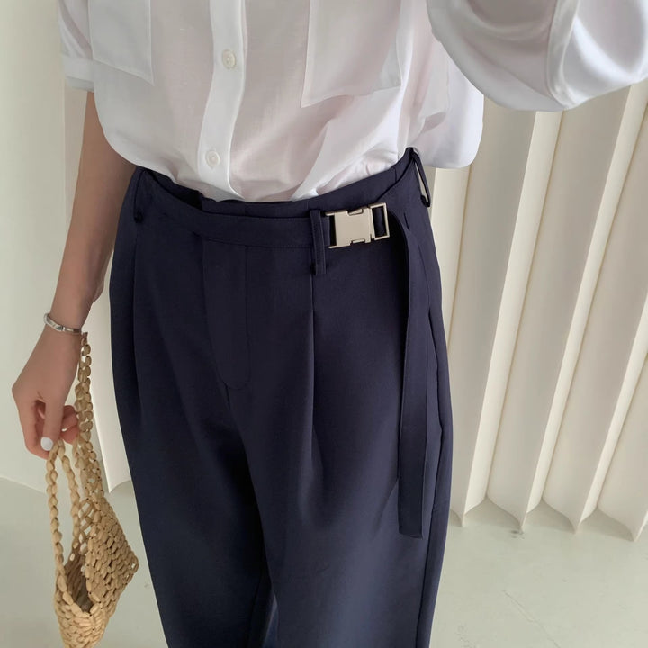 Damen Weite Bundfaltenhose Mune Fashion