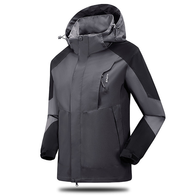 Men's water- and windproof softshell outdoor jacket with adjustable hood and zippered pockets Mune Fashion