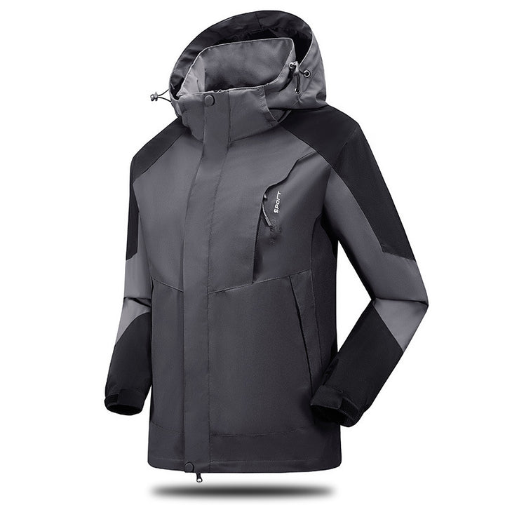 Men's water- and windproof softshell outdoor jacket with adjustable hood and zippered pockets Mune Fashion