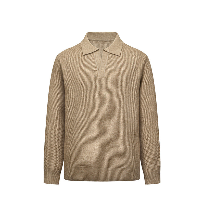 Men's Fashion Long Sleeve Knit Polo Mune Fashion