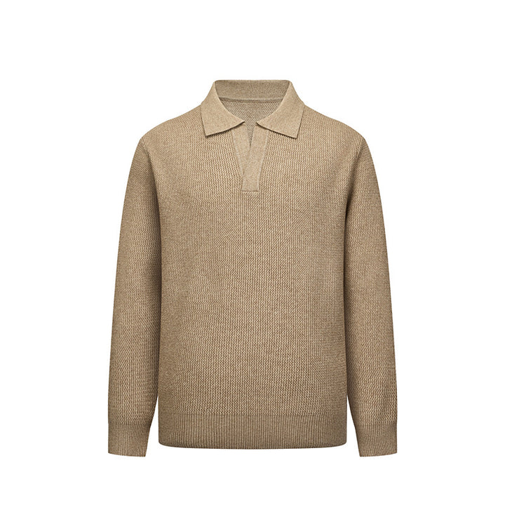 Men's Fashion Long Sleeve Knit Polo Mune Fashion