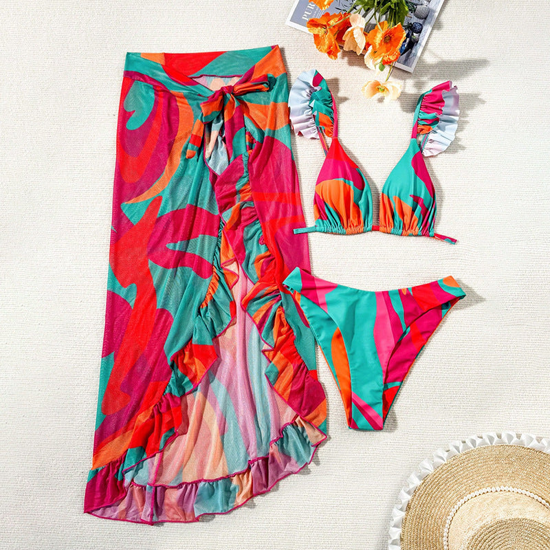 Women's swimsuit set with fringes and colorful patterns Mune Fashion
