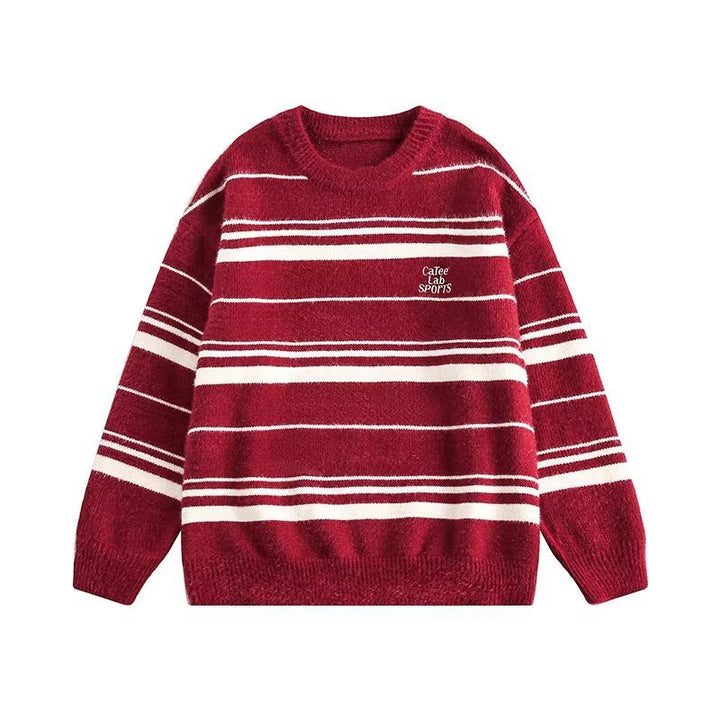 Women Modern Knit Sweater with Striped Pattern Mune Fashion