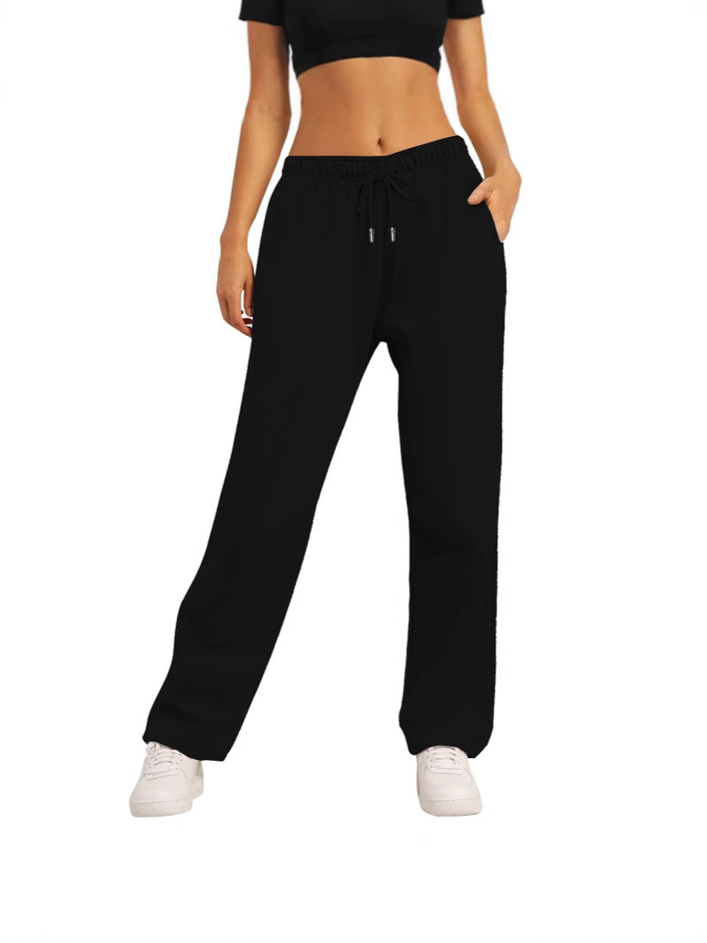 Women's wide High-Waist loungewear jogging pants with elastic waistband drawstring and side pockets Mune Fashion