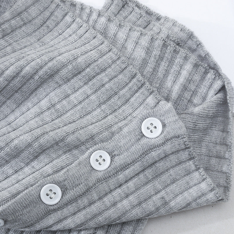 Women's Short-Sleeved Ribbed Button Cardigan from Fine Knit Mune Fashion