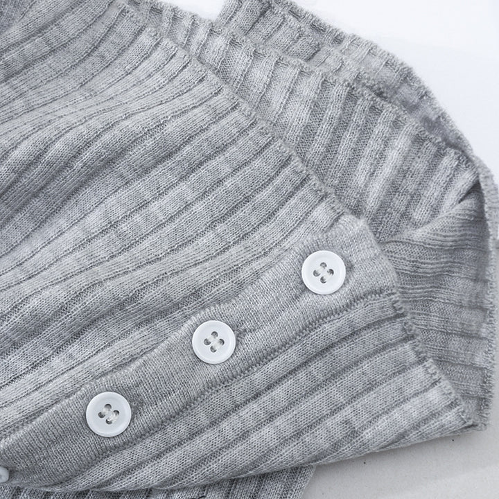 Women's Short-Sleeved Ribbed Button Cardigan from Fine Knit Mune Fashion