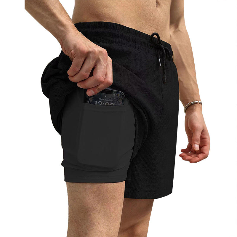 Men's nano two-layer swim shorts with inner compression shorts and side smartphone pocket Mune Fashion