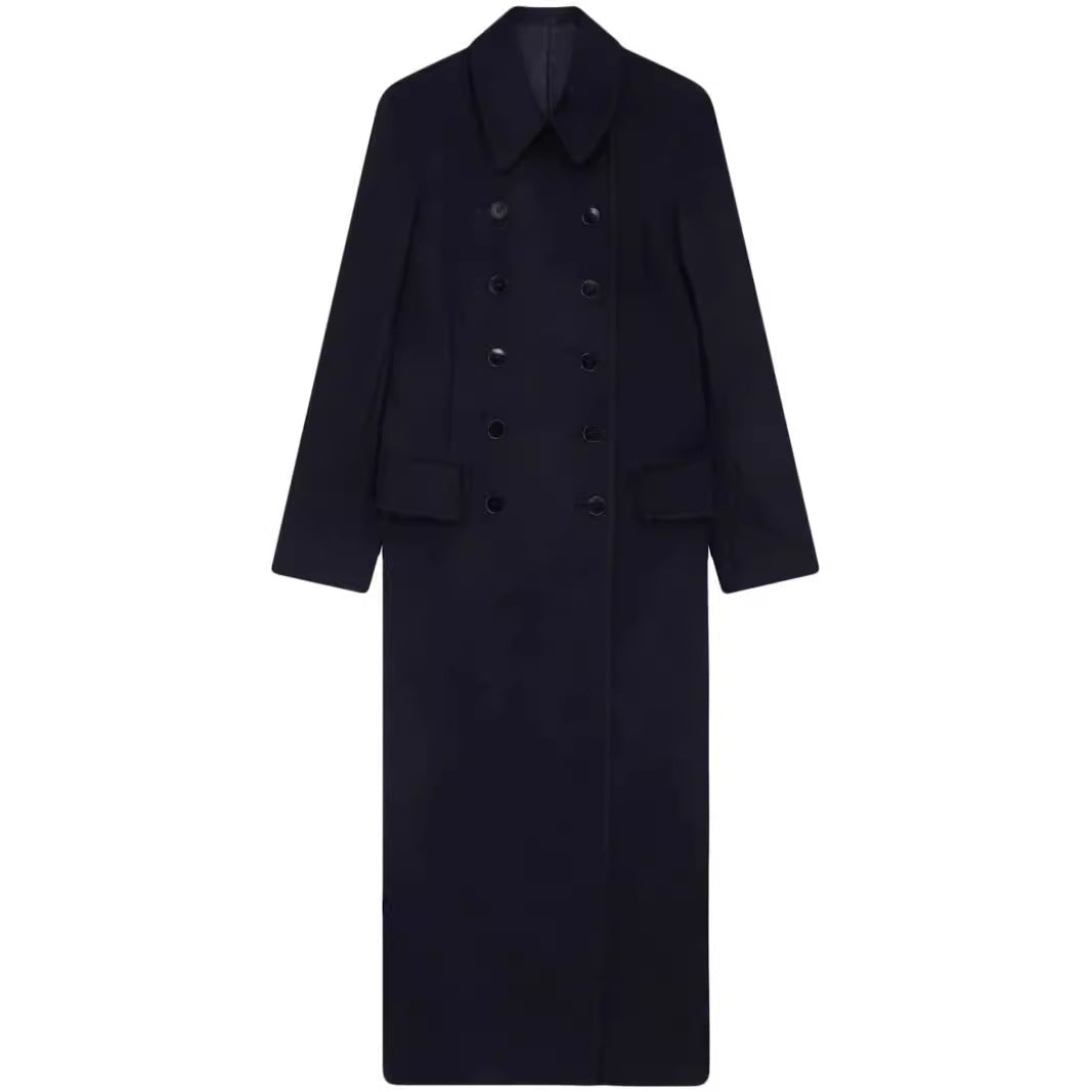 Women’s maximal long double-breasted wool coat with loose oversized fit Mune Fashion