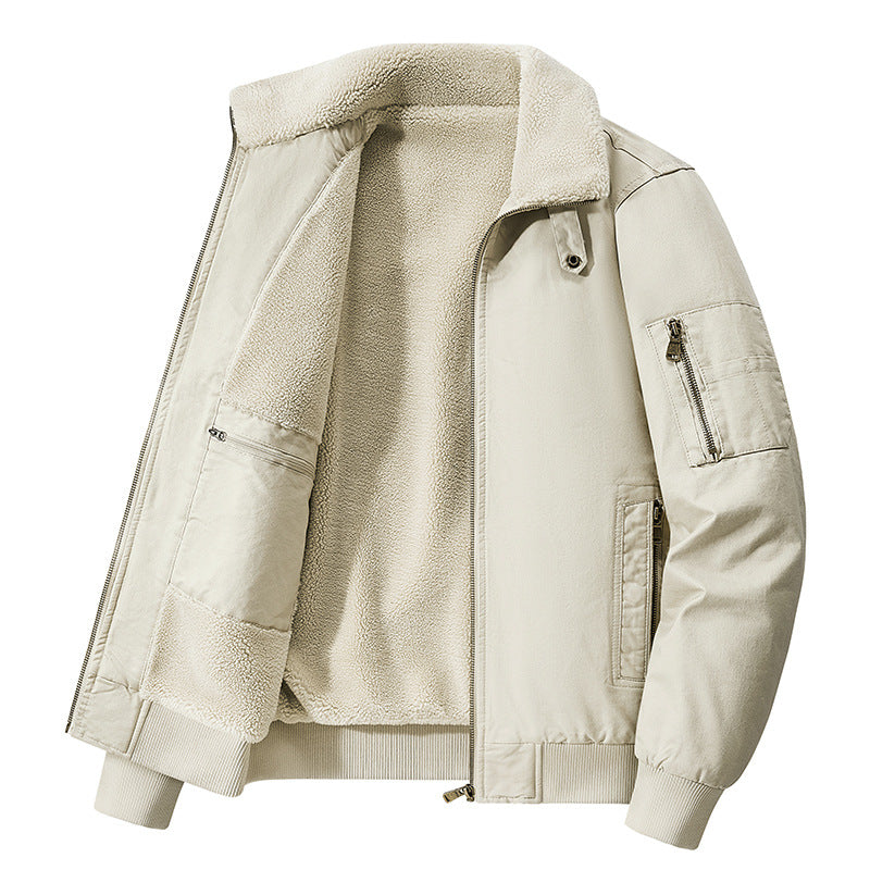 Men's  thermal sherpa-lined utility bomber jacket with inner zip stash pocket Mune Fashion