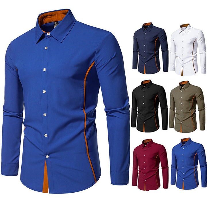 Men's Long-Sleeve Shirt with Contrast Stitching and Modern Cut Mune