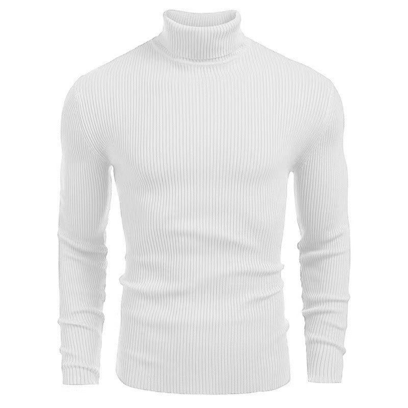Men's narrow-cut ribbed roll-neck sweater in fine wool blend with stretch Mune Fashion