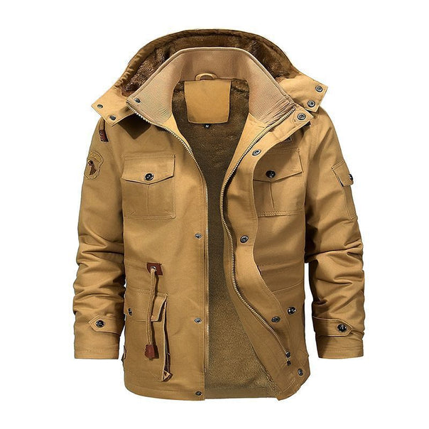 Men's multifunctional canvas intermediate parka with teddy fleece lining and utility pockets Mune Fashion