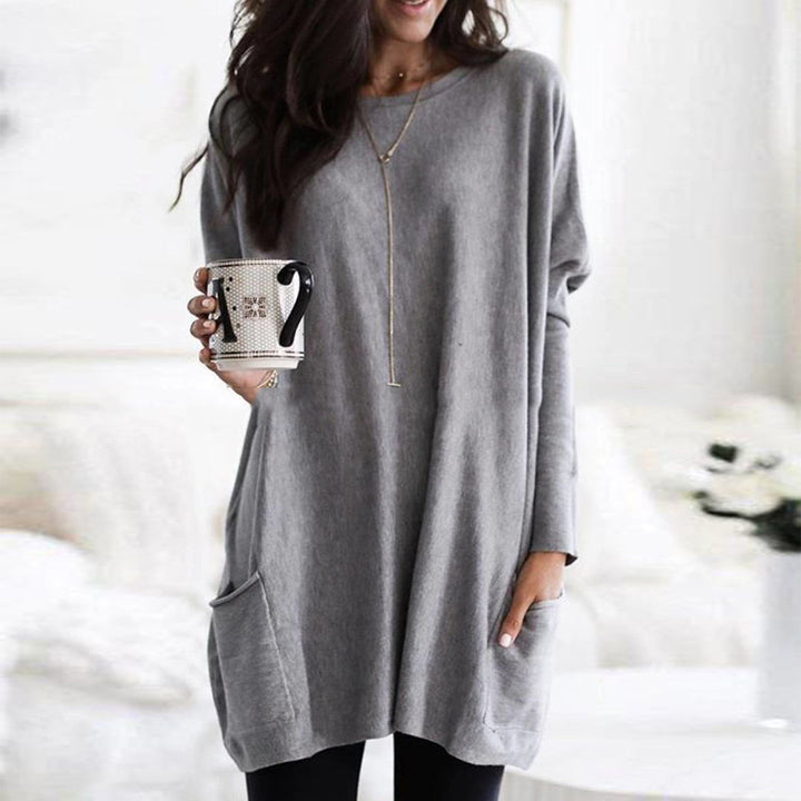 Women's oversized long shirt with contrast block and patch pockets Mune Fashion