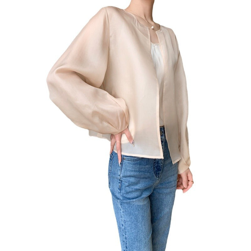 Ladies Transparent Blouse with Puff Sleeves Mune Fashion