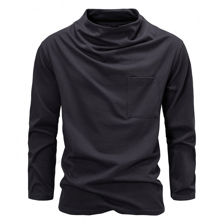 Men's Long Sleeve Shirt with Waterfall Collar and Chest Pocket Mune Fashion