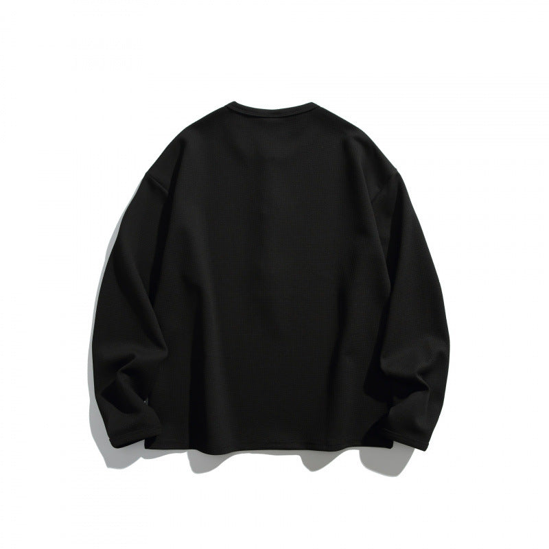 Unisex waffle texture Henley shirt with button placket and oversized fit Mune Fashion