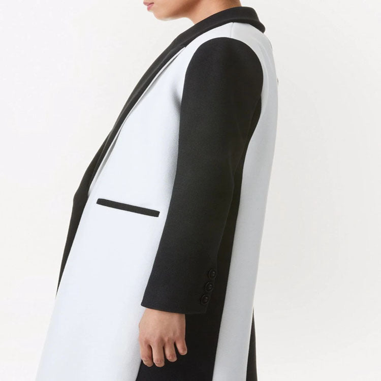 Women's Tailored Midi Long Coat in Clean Tailoring with Contrasted Lining and Shawl Collar Mune Fashion