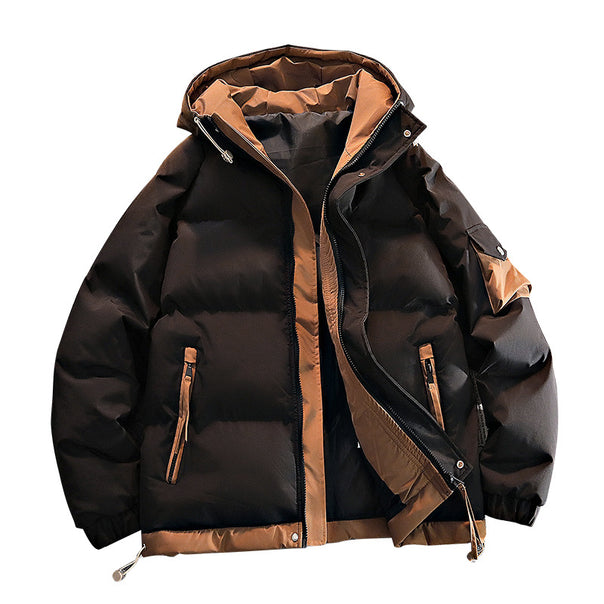 Men's  oversized insulated hooded puffer jacket with contrast lining and drawcord hem Mune Fashion