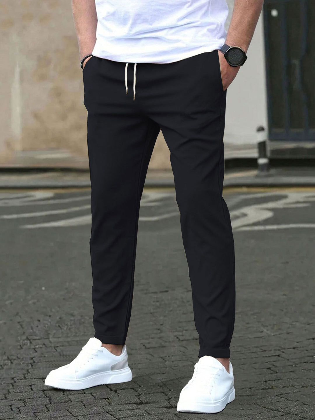 Men's Slim-Fit Jogging Pants with Drawstring, Side Pockets, and Narrow Ankle Hem Mune Fashion
