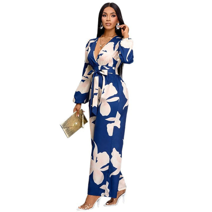 Women Elegant Maxi Dress with Deep V-Neck and Novoline Mune Fashion