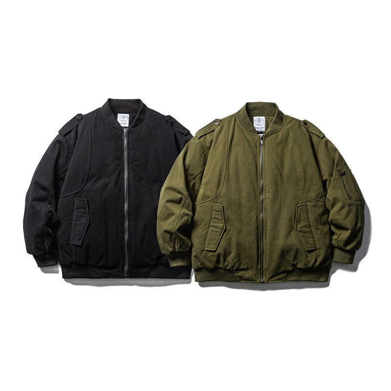 Men's Robust Canvas Bomber Jacket with Utility Pockets and Ribbed Cuffs Mune Fashion