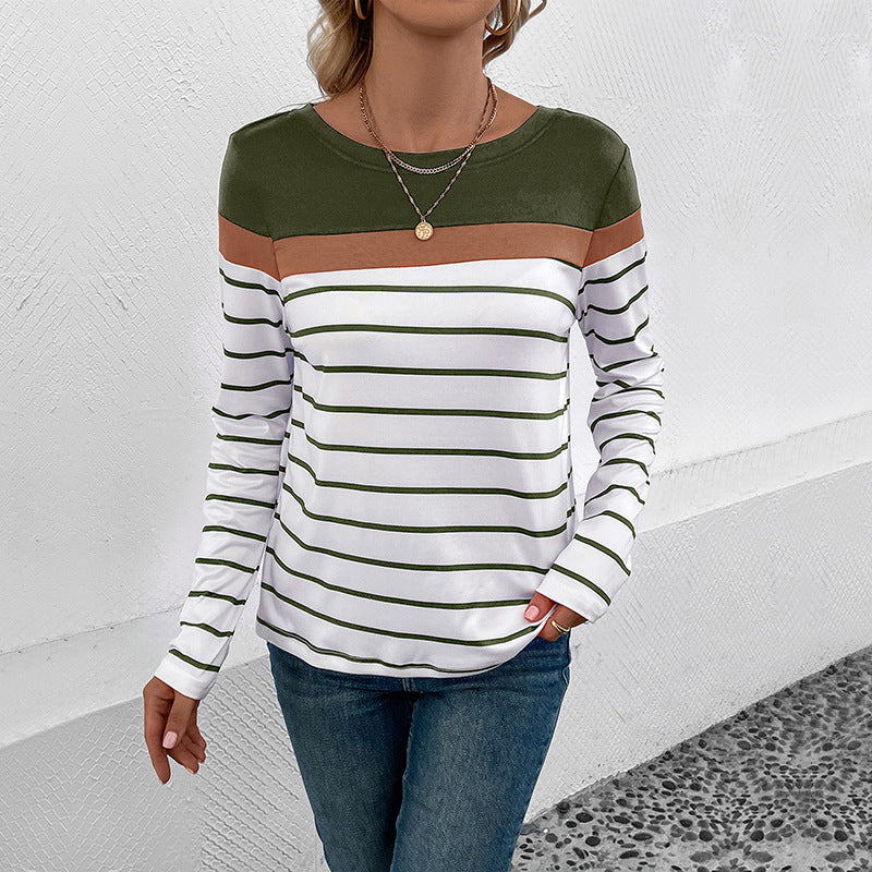 Women's Stylish Long Sleeve Shirt with Stripes Mune Fashion